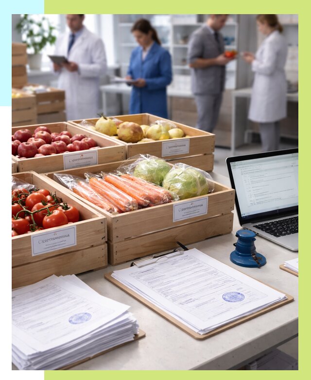Сертификация овощей и фруктов в Советской Гавани от 8831 р. | Алешин-Свс
